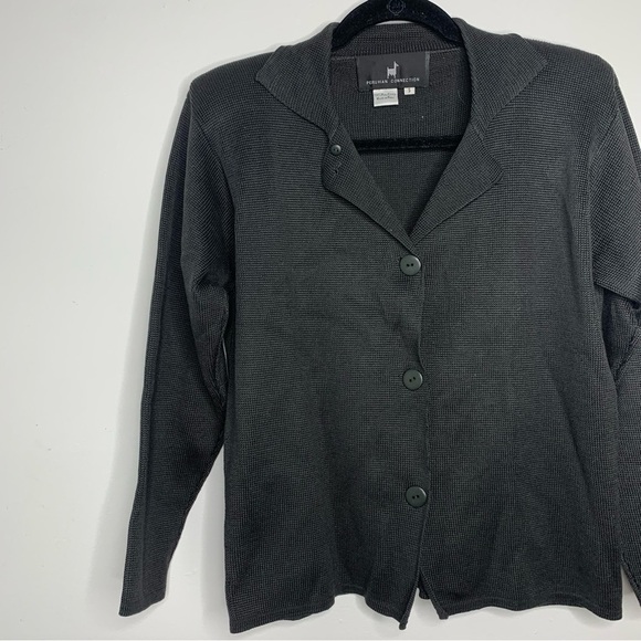 Peruvian Connection dark grey knit cardigan blazer - Picture 3 of 8